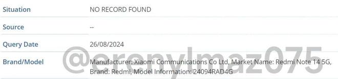 小米 Redmi Note 14 5G 手机踪迹曝光，型号暗示 9 月发布